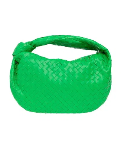 Bottega Veneta Logo Woven Handbag In Green
