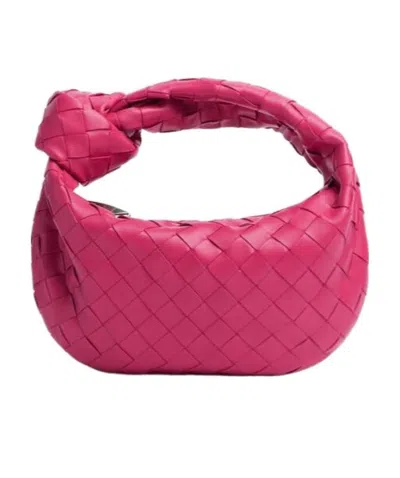 Bottega Veneta Logo Woven Handbag In Pink