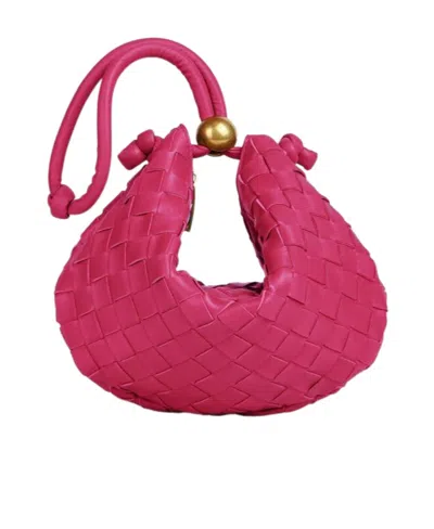 Bottega Veneta Logo Woven Handbag In Pink
