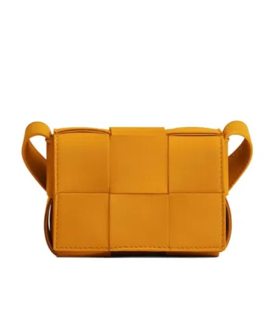 Bottega Veneta Logo Woven Shoulder Bag In Orange