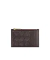 Bottega Veneta Credit Card Holder In Leather With Woven Pattern In Black