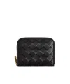Bottega Veneta Logo Zipper Coin Purse In Black
