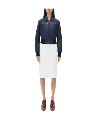 Bottega Veneta Logo Zipper Leather Jacket In Black