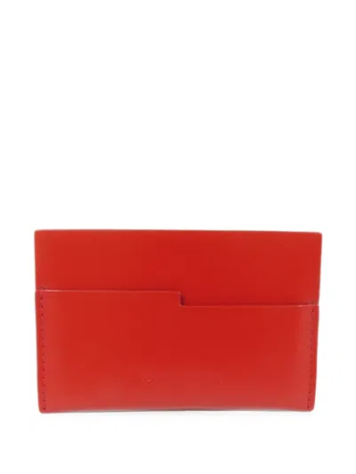Pre-owned Bottega Veneta Logo-debossed Leather Card Case In Red