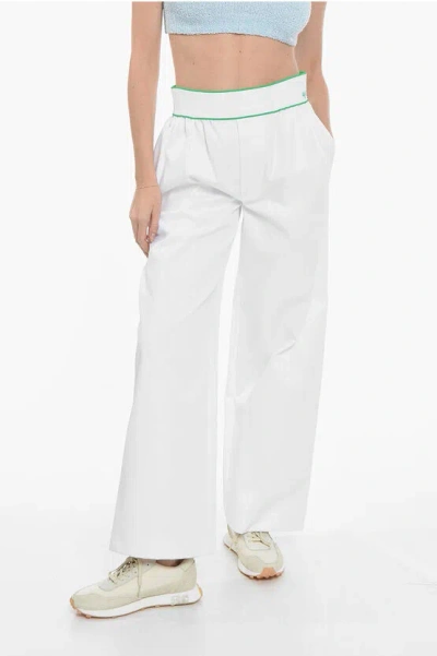 BOTTEGA VENETA LOGOED ELASTIC COATED COTTON WIDE LEG PANTS