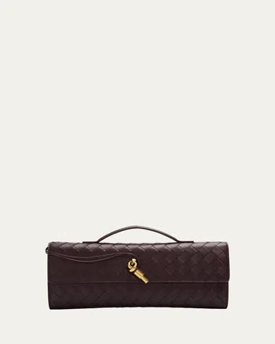 Bottega Veneta Long Andiamo Clutch Bag With Handle In Burgundy