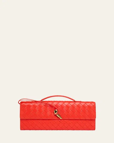 Bottega Veneta Long Andiamo Clutch Bag With Handle In Cherry Tomato