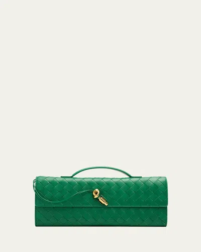 Bottega Veneta Long Andiamo Clutch Bag With Handle In Green