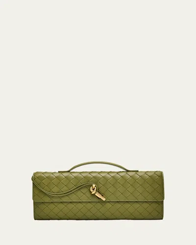 Bottega Veneta Long Andiamo Clutch Bag With Handle In Matcha