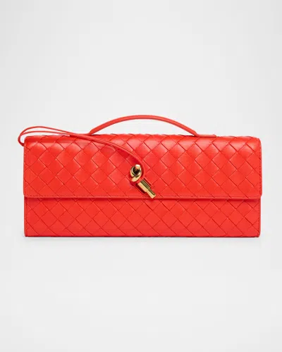 Bottega Veneta Long Andiamo Clutch Bag With Handle In Orange
