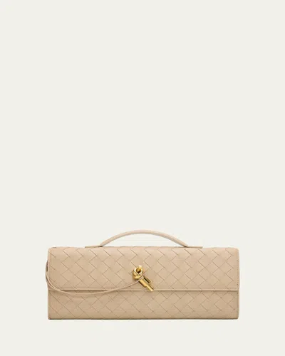 Bottega Veneta Long Andiamo Clutch Bag With Handle In Neutral