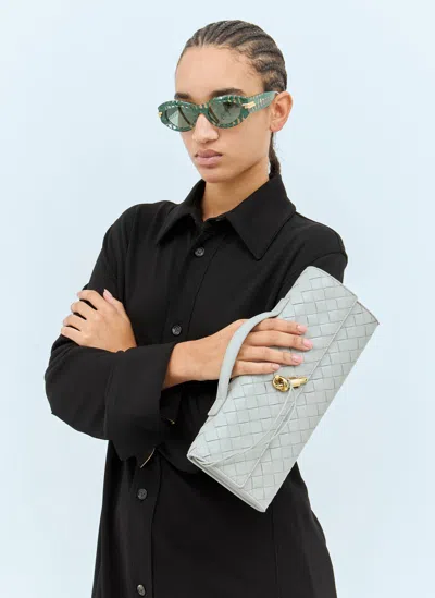 Bottega Veneta Long Andiamo Clutch In Grey