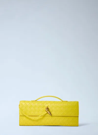 Bottega Veneta Long Andiamo Clutch In Sand