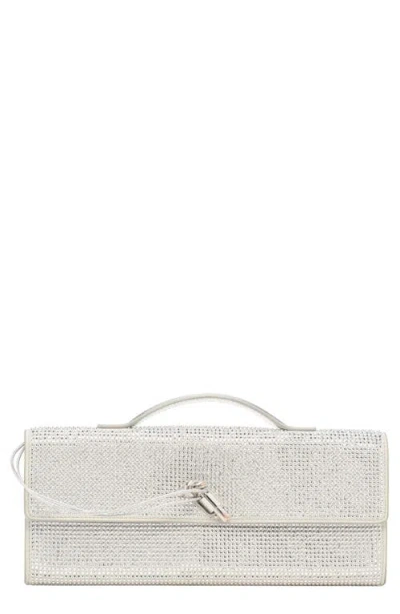 Bottega Veneta Long Andiamo Crystal Embellished Clutch In White