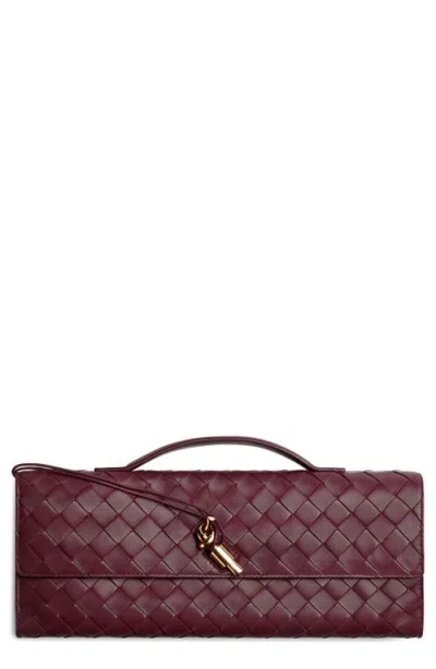 Bottega Veneta Long Andiamo Intrecciato Clutch Bag In 2250 Barolo-m Brass