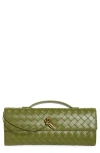 Bottega Veneta Long Andiamo Intrecciato Clutch Bag In 2498 Matcha-muse Brass