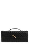 Bottega Veneta Long Andiamo Clutch Bag With Handle In Black Brass