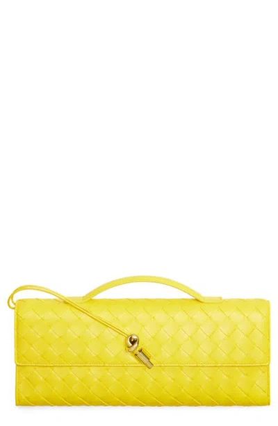 Bottega Veneta Long Andiamo Clutch Bag With Handle In Yellow