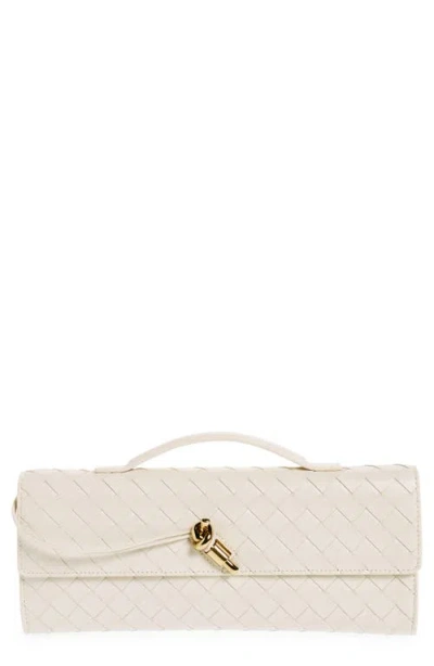 Bottega Veneta Long Andiamo Intrecciato Clutch Bag In Sea Salt