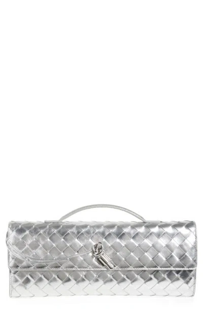 Bottega Veneta Andiamo Clutch In Silver