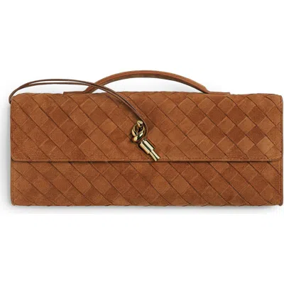 Bottega Veneta Long Andiamo Intrecciato Suede Clutch