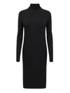 Bottega Veneta Mini Knit Dress Long Sleeves Tringle Back Cutout In Nero