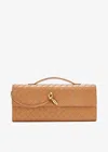 Bottega Veneta Womens Biscuit-m Brass Andiamo Intrecciato Leather Clutch Bag In Brown