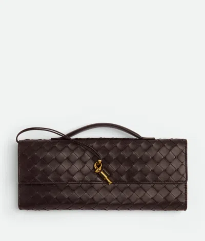 Bottega Veneta Women Leather Andiamo Clutch With Intrecciato Motif In Black