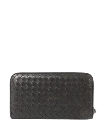 Pre-owned Bottega Veneta Long Intrecciato Wallet In Black