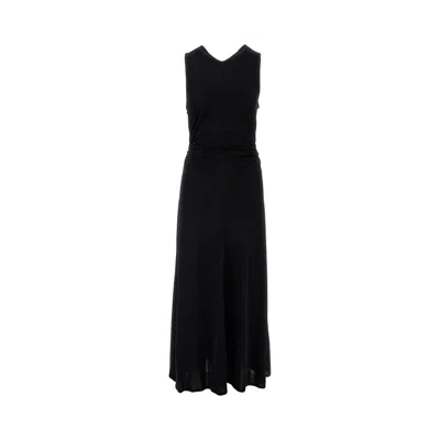 Bottega Veneta Long Dress In Viscose Jersey With Knot Ring In Black