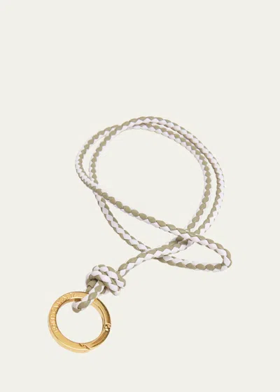 Bottega Veneta Long Leather Keyring In Travertine-bli
