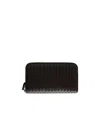 Bottega Veneta Intracciato Piccolo Woven Wrap-around Zipper Wallet In Brown