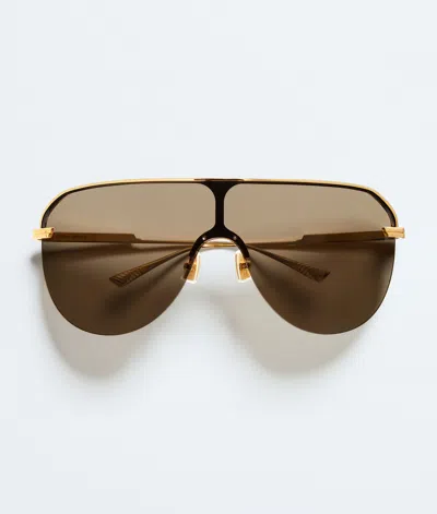 Bottega Veneta Long Ribbon Shield Sunglasses In Brown