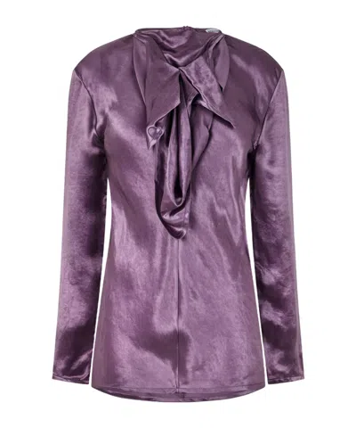 Bottega Veneta Long Sleeve Blouse In Purple