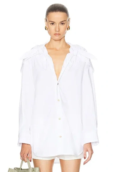 Bottega Veneta Knotted Button-up Cotton Shirt In Weiss