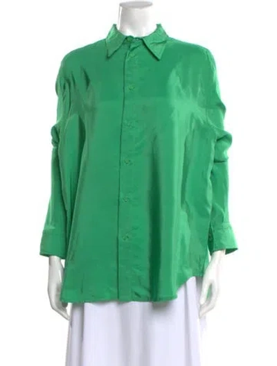 Pre-owned Bottega Veneta Long Sleeve Button-up Top In Green