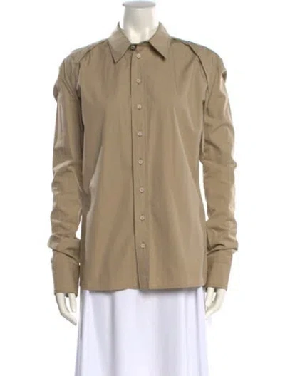 Pre-owned Bottega Veneta Long Sleeve Button-up Top In Neutral