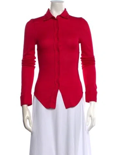 Pre-owned Bottega Veneta Long Sleeve Button-up Top In Pink