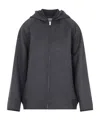 Bottega Veneta Wool Jacket With Hood And Leather Trim