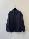 Bottega Veneta Quilted Cotton Overshirt With Front Pocket And Rounded Hem In Blue
