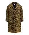 Bottega Veneta Womens Brushed Leopard Wool-blend Coat Camel Black Brown In Brown