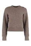 Bottega Veneta Long Sleeve Crew-neck Sweater In Brown