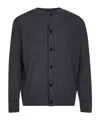 Bottega Veneta Grey Crewneck Cardigan With Front Button Closure And Ribbed Knit In Wool Man In Gray