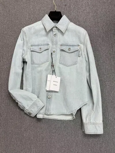 Bottega Veneta Long Sleeve Denim Shirt In White