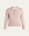 Bottega Veneta Women's Long Sleeve Polo Top In Emeraldblu