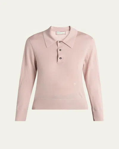 BOTTEGA VENETA LONG-SLEEVE FINE CASHMERE POLO SWEATER