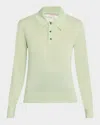 Bottega Veneta Green Polo With Classic Collar And Embroidered Logo On The Front In Light Cashmere Wo In Green