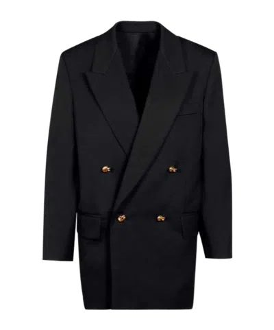 Bottega Veneta Knot Double-breasted Oversized Blazer Jacket In Black