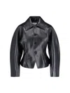 Bottega Veneta Leather Jacket With Collared Neck And Structured Silhouette In Black