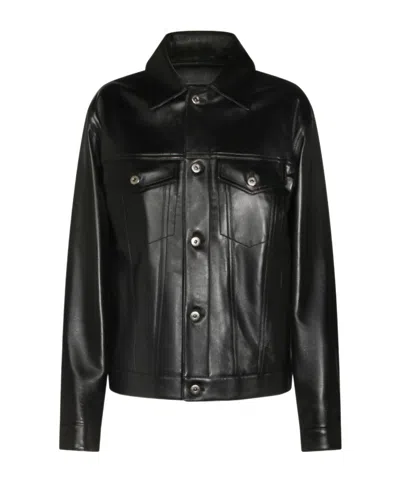 Bottega Veneta Womens Double Black Intrecciato Long-sleeve Leather Jacket